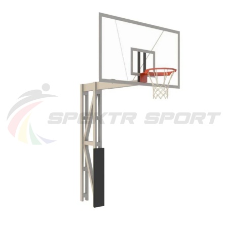 Купить Стойка баскетбольная уличная с защитой, щитом из оргстекла, аморт. кольцом и сеткой, вынос 225 см в Ачинске 