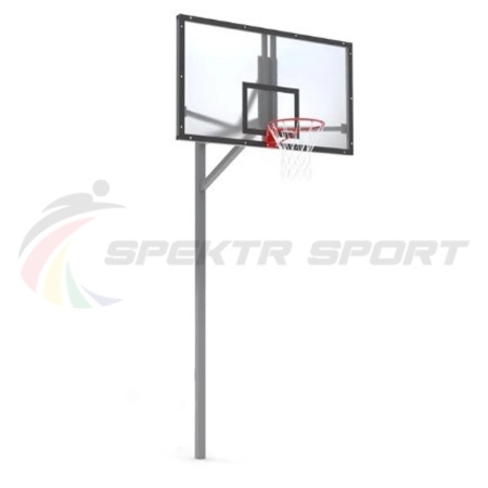 Купить Стойка баскетбольная уличная упрощенная со щитом из оргстекла, кольцом и сеткой SP D 412 в Ачинске 