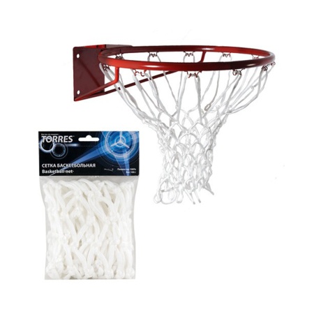 Купить Сетка баскетбольная Torres, нить 6 мм, белая в Ачинске 